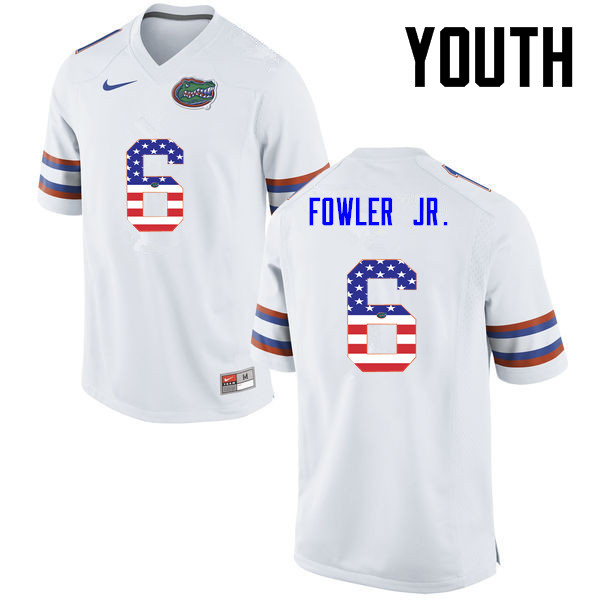 Youth Florida Gators #6 Dante Fowler Jr. College Football USA Flag Fashion Jerseys-White - Click Image to Close